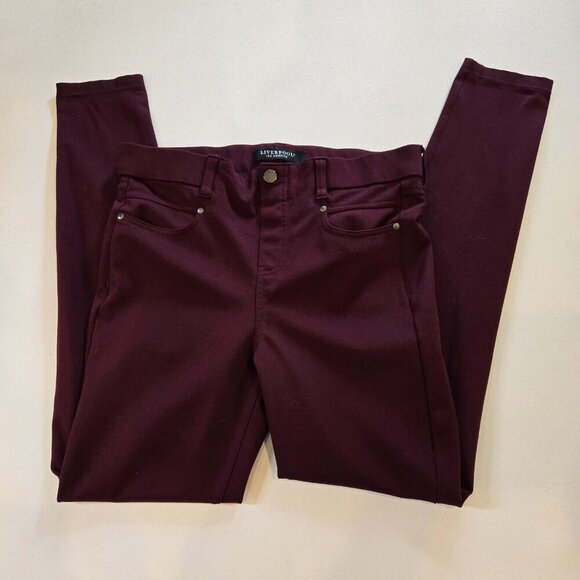 Liverpool Pants Womens 10 Jegging Skinny Maroon Ankle Ruby Port LM2349M42 - Picture 1 of 7